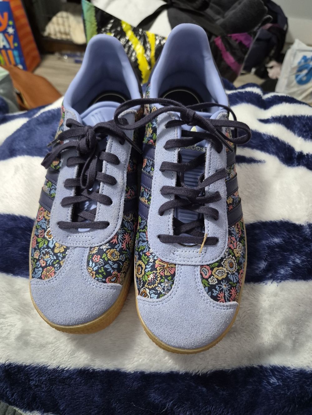 Adidas Women's Light Blue Floral Gazelle Sneakers